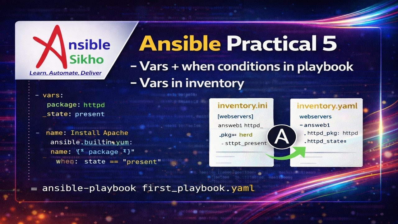 Ansible Practical 5 | Variables | When Conditions | Inventory Vars Explained