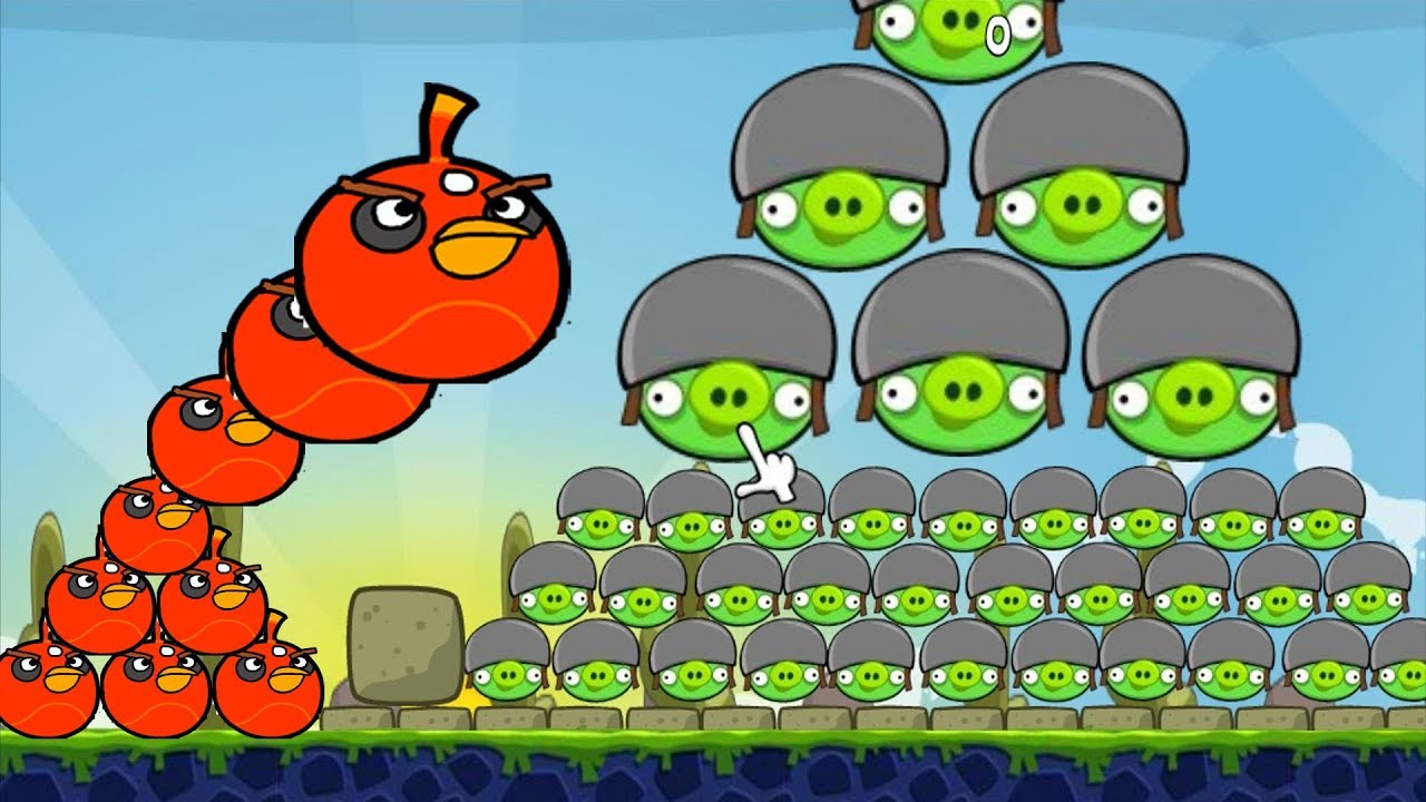 Huge Angry Birds - SKILL GAME BLAST PIGGIES MOUNTAIN WITH BOMBER!