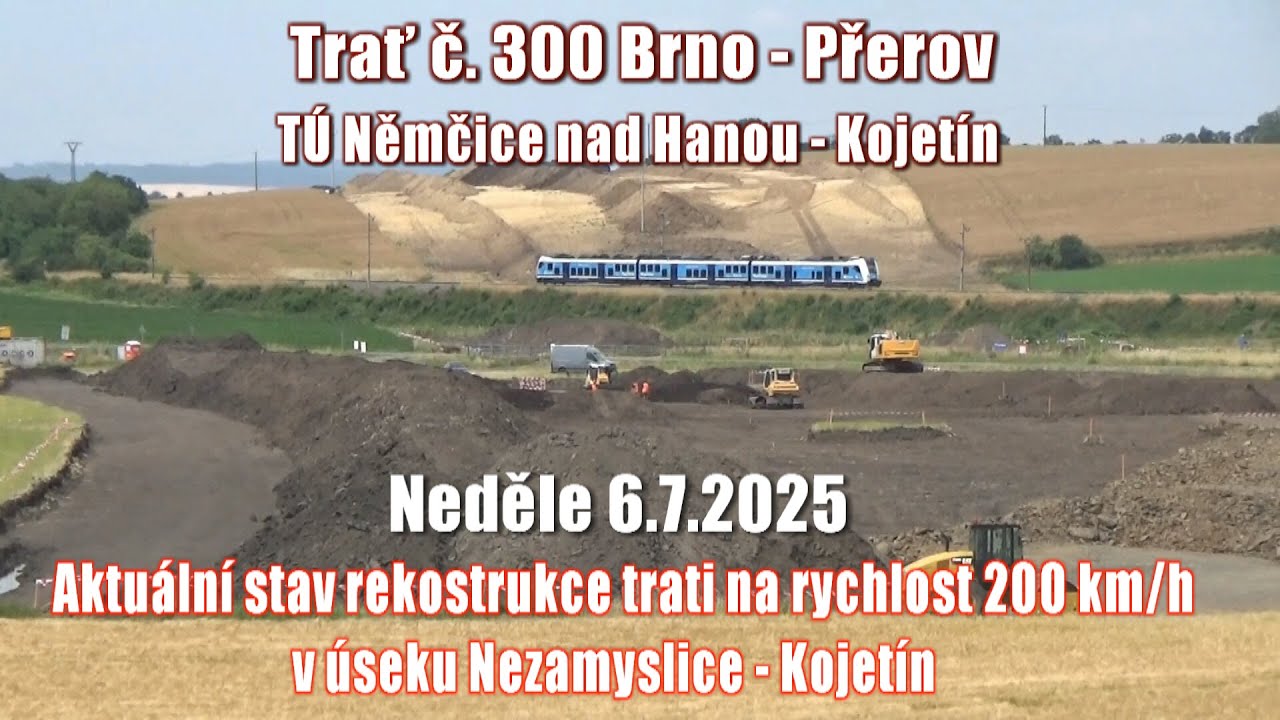 25.07.06 Přestavba trati Brno - Přerov na 200 km/h: Aktuální stav v úseku Němčice - Kojetín