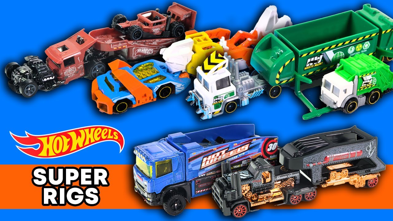 Truck Yeah! Unboxing 5 of Hot Wheels newest Super Rigs! Trash Basher, Rat Rig, Haul-teration & More!