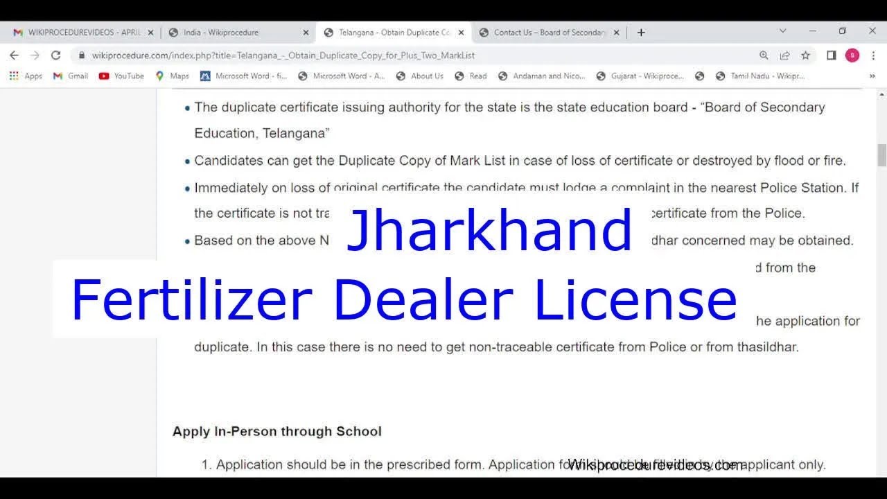 Jharkhand - Apply Online For Fertilizer Dealer License (Certificate)