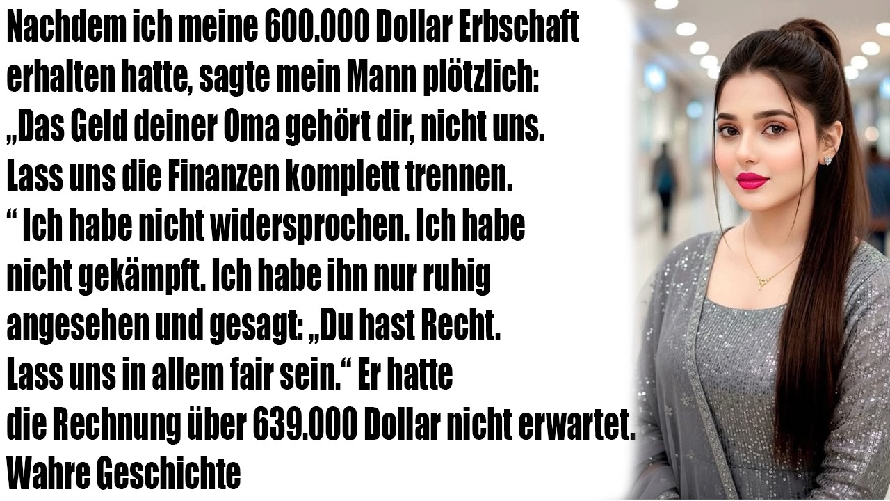 Mein Mann sagte, mein Erbe sei nicht „unseres“—nachdem ich sein MBA bezahlt und meine