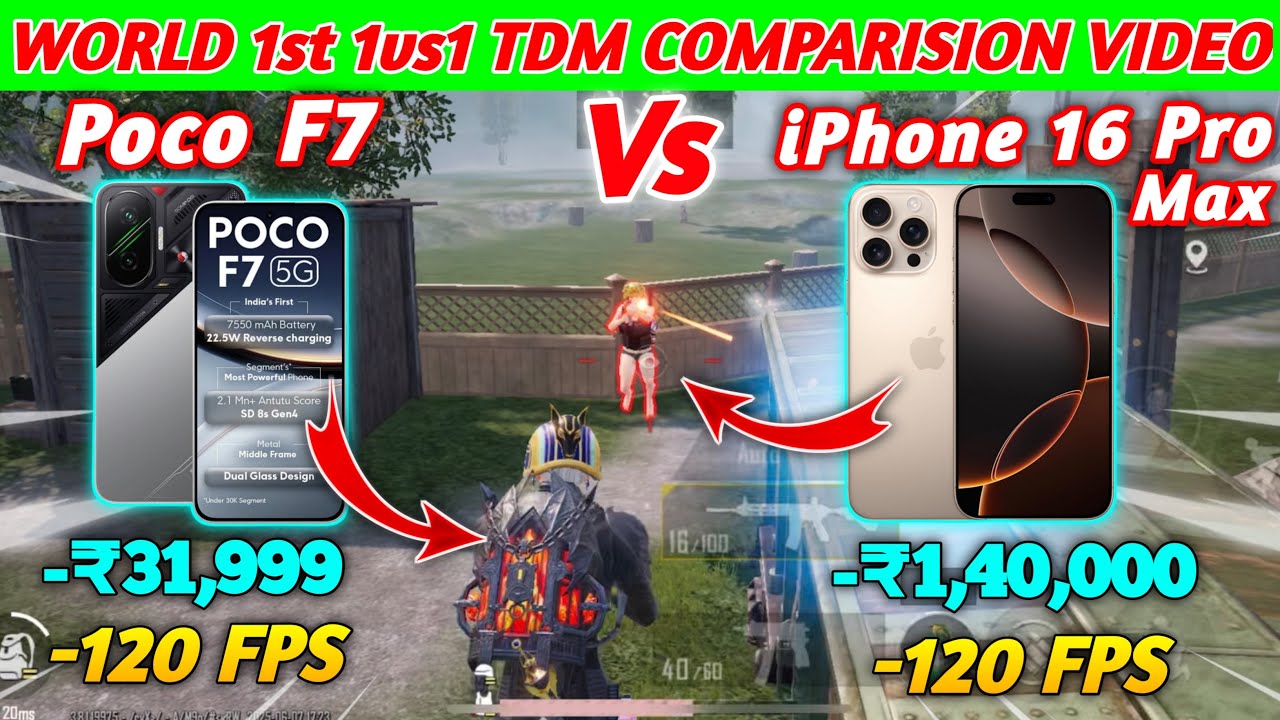 Poco F7 vs IPhone 16 Pro Max Bgmi Test 🔥 Best Gaming Phone Under 30k 🔥Dronzer Ftw