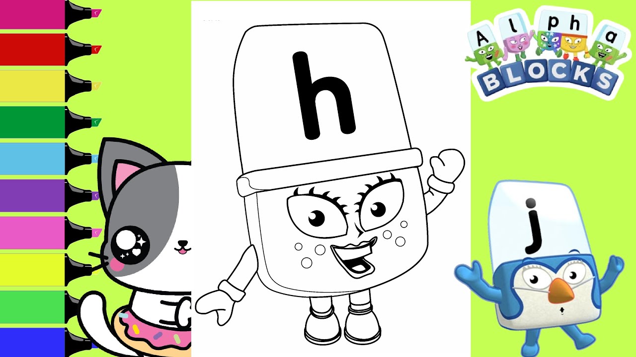 Coloring Alphablocks Letters H I and J Coloring Book Pages | Sprinkled Donuts JR