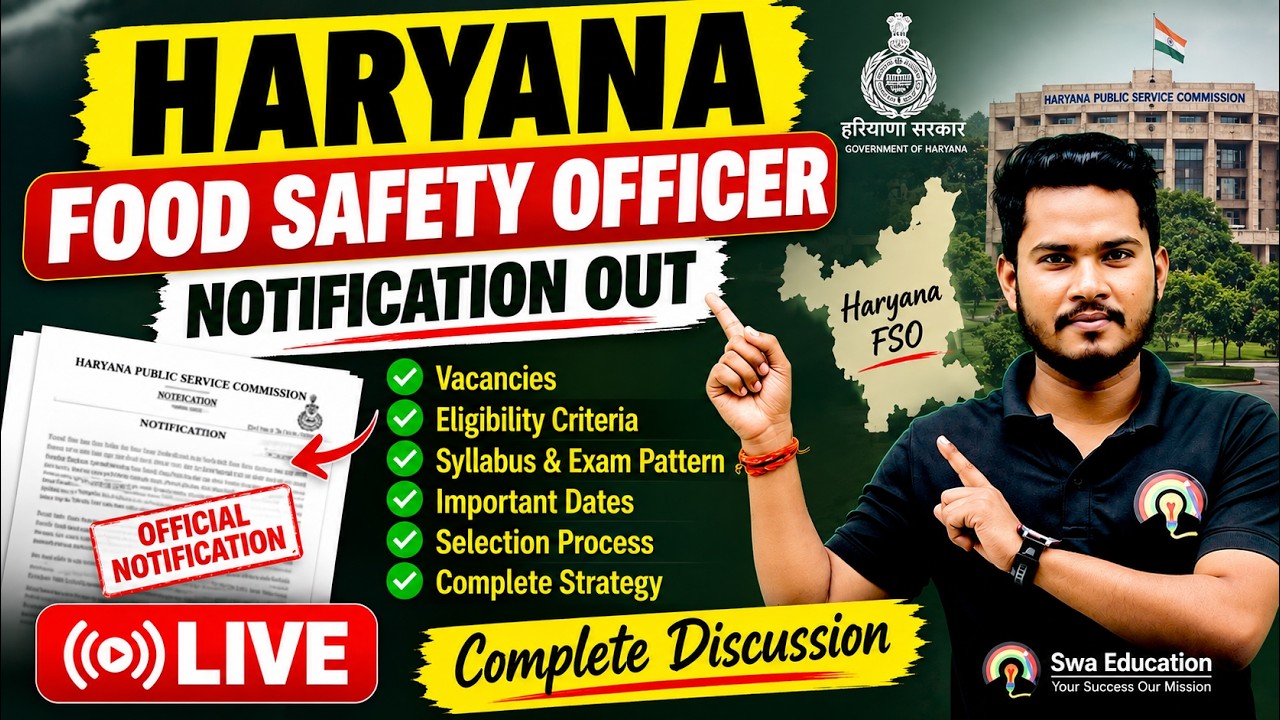 FSO RECRUITMENT 2026 OUT| HPSC HARYANA FSO NOTIFICATION 2026 HPSC Govt Jobs.