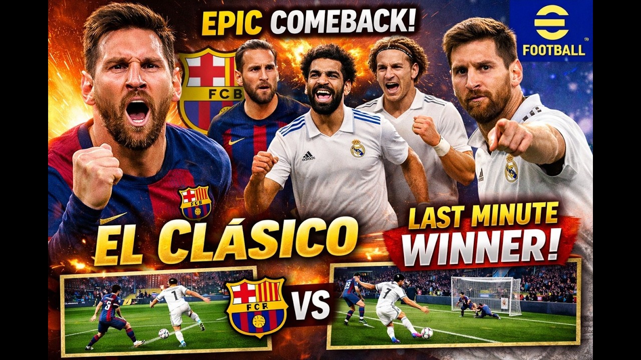 INSANE EL CLÁSICO DRAMA! Messi Last-Minute Winner|eFootball League Ranked Match|Salah & Forlan Goals