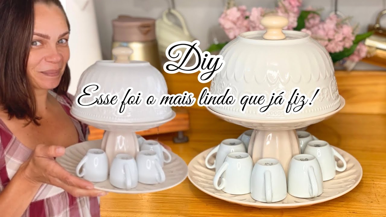 DIY Prato de bolo dois andares/com tampa. O mais lindo  que já fiz!