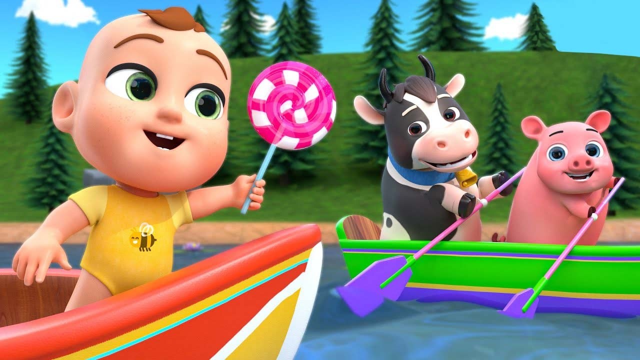 Row Your Boat with Animals | Newborn Baby Songs & Nursery Rhymes