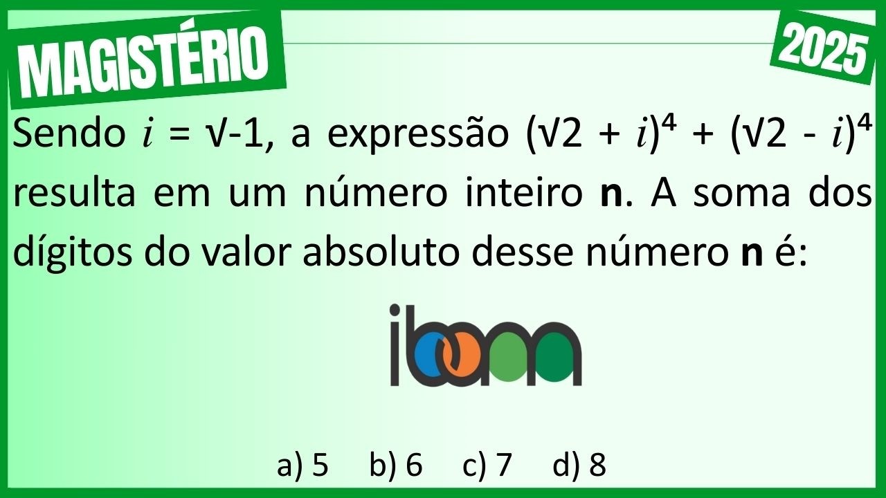 Questão de NÚMEROS COMPLEXOS na Prova da Banca IBAM