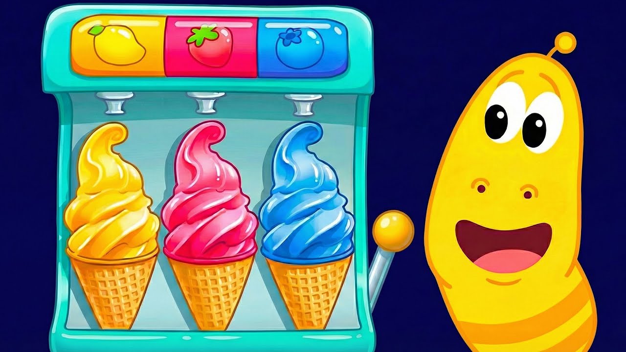 Yummy Animal Ice Cream 🍦 Learn Colors - Larva Nursery Rhyme for kids