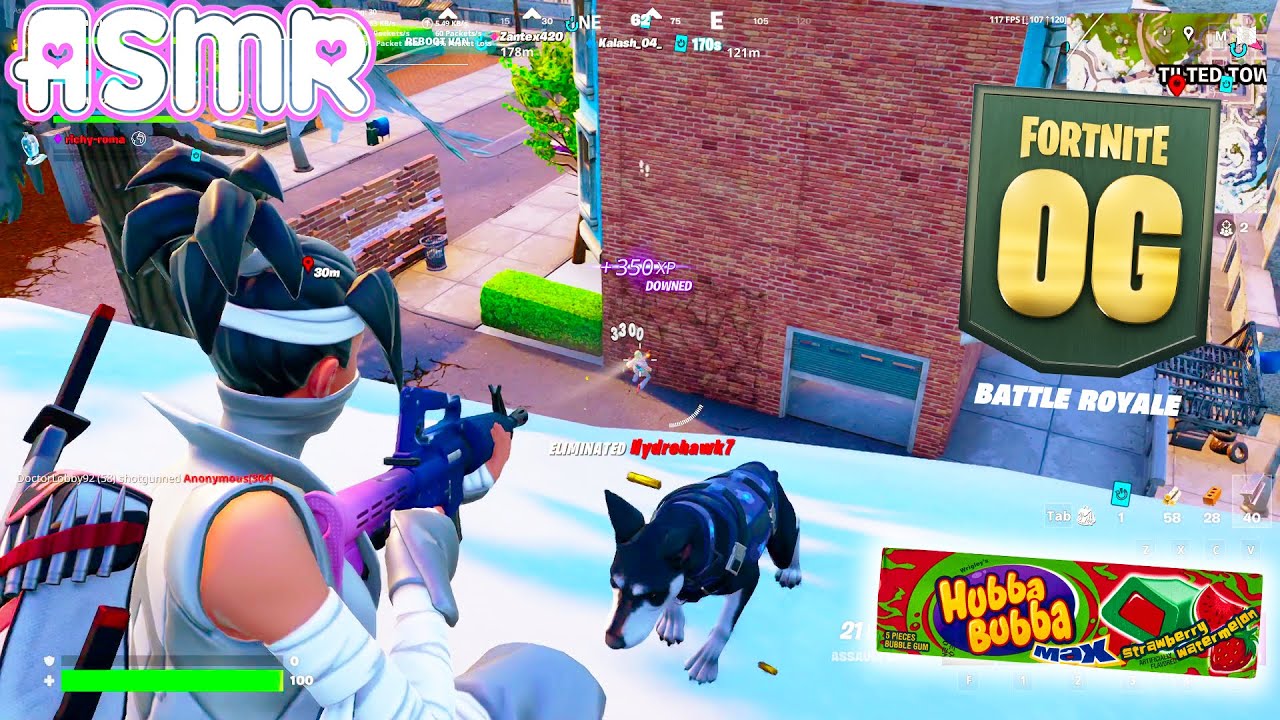 ASMR Gaming 🍀 Fortnite OG Classic Map Relaxing Gum Chewing + Controller Sounds and Whispering 🎧