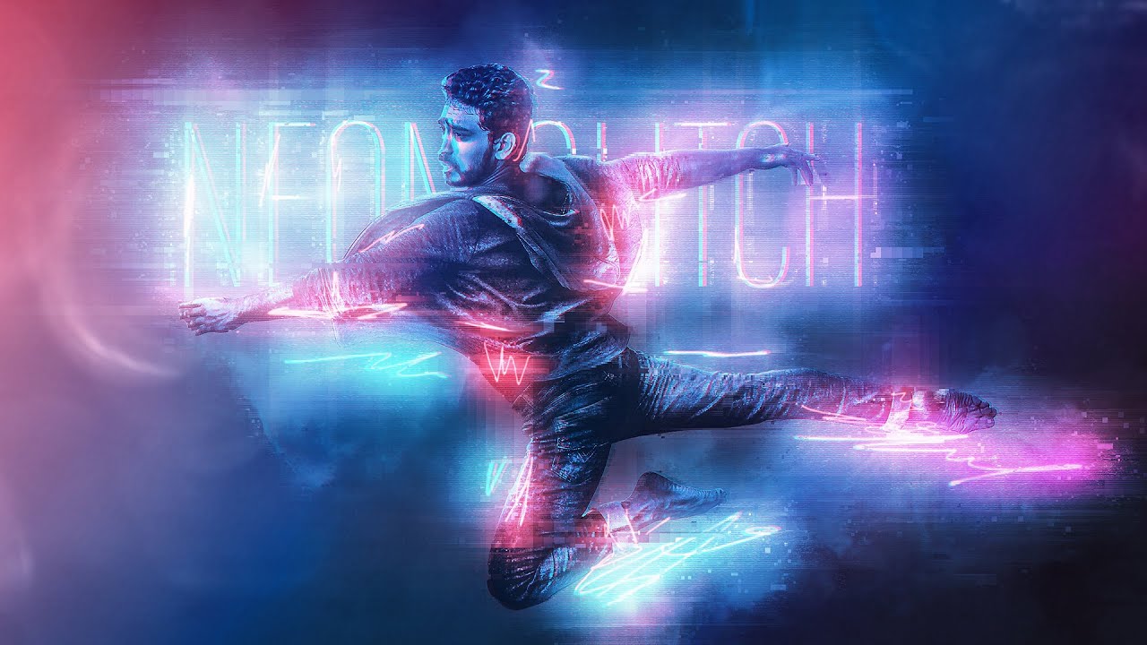 Neon Glitch Photoshop Effect Tutorial | Automatically create neon art