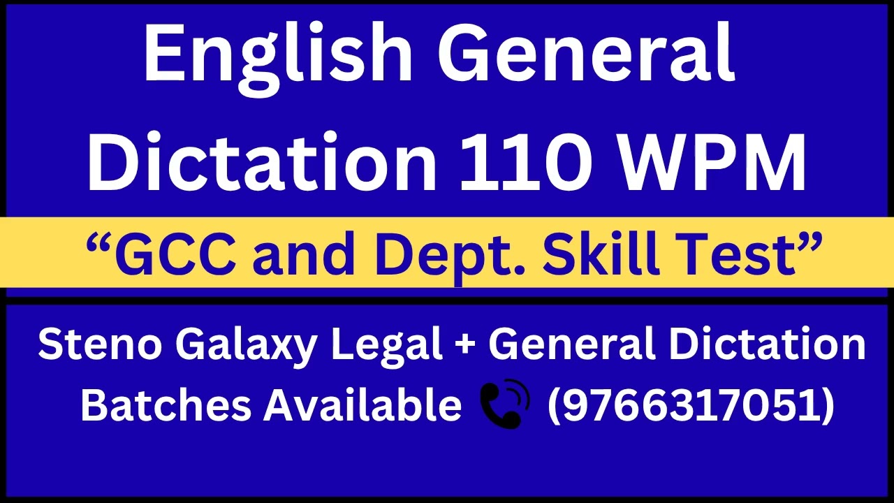 🔴 English General 110 WPM Dictation || #GCC #110wpmdictation