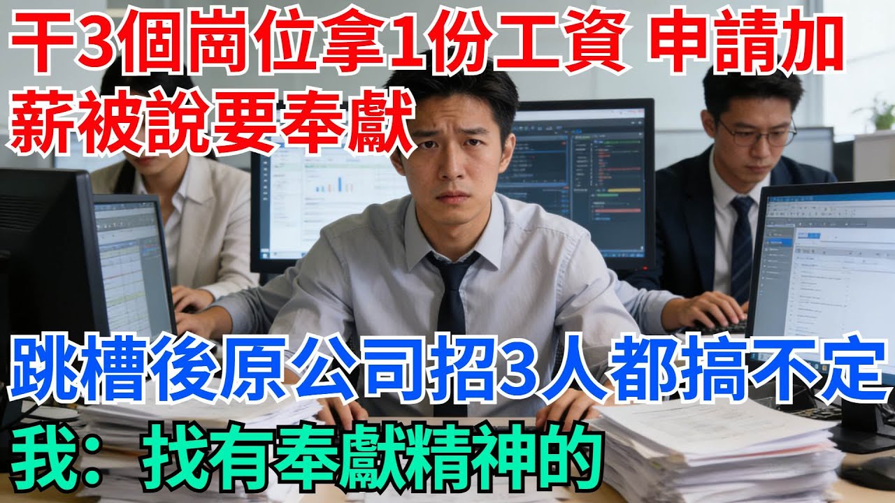 一個人干三個崗位拿一份工資，申請加薪被說要有奉獻精神，跳槽後原公司招3個人都搞不定，我：找有奉獻精神的【奇趣天下】#職場逆襲#職場智慧#爽文職場#工作日常#完結爽文