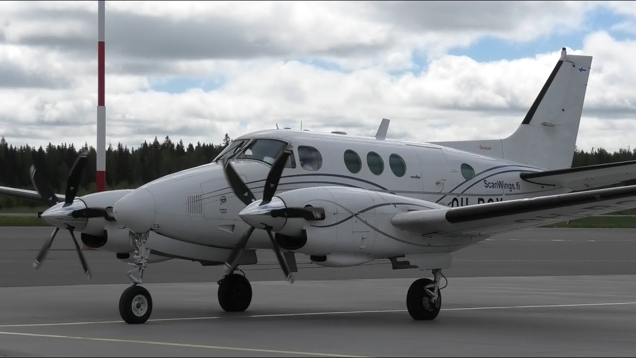 Beechcraft C90 King Air Start Up, Taxi & Takeoff from Tampere-Pirkkala