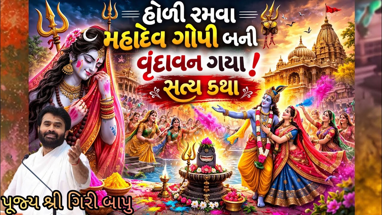 વૃંદાવનમાં મહાદેવની હોળી | અદ્ભુત પૌરાણિક કથા#giribapuofficial #holi #live #mahadev 