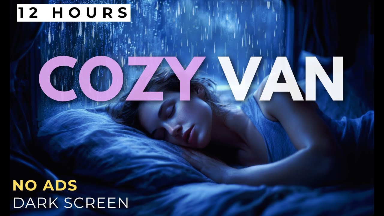 👉Fall Asleep in 3 Minutes ⛈️ Super Heavy Rain on Van Window • Dark Blue Night (12 Hours)