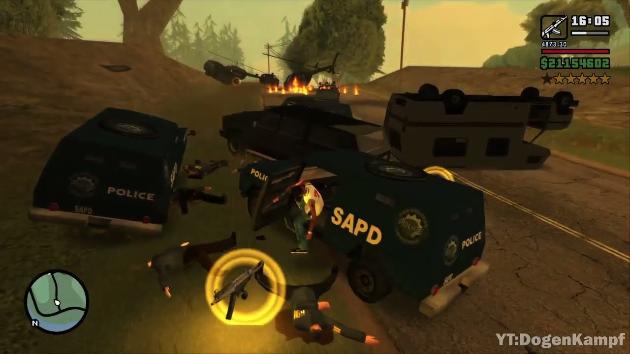 GTA San Andreas - Countryside Rampage +  Wanted Level 6 Escape