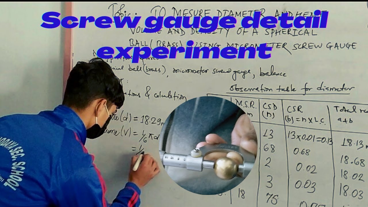 Science experiments || Screw gauge to determine diameter, volume and density of spherical ball ||