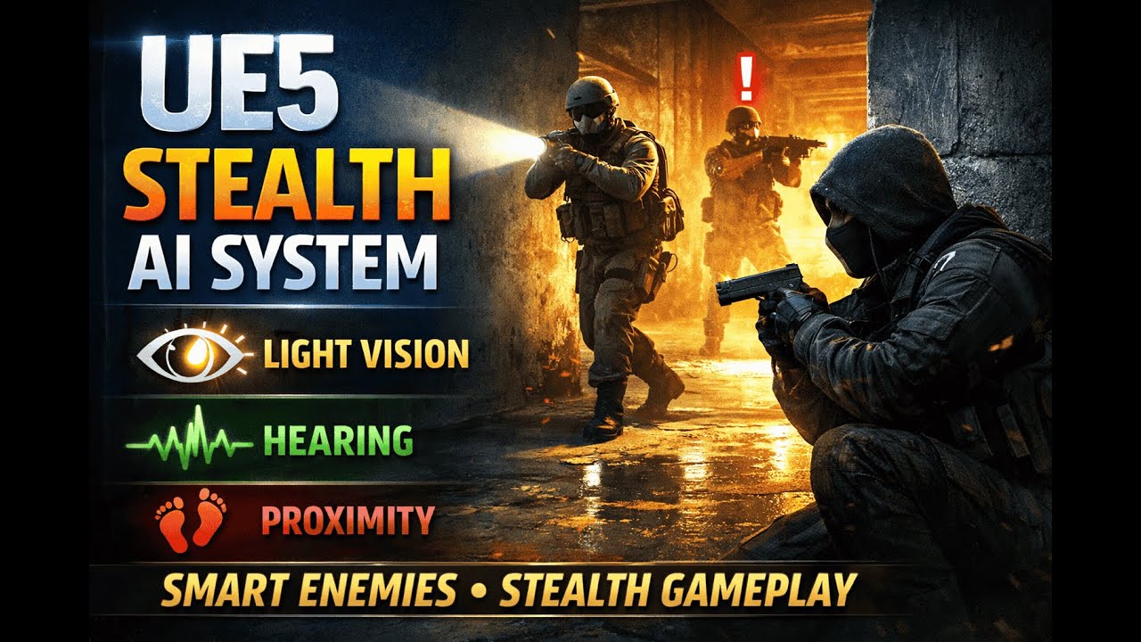 UE5 Stealth AI System | Vision Based on Light, Hearing & Proximity | GASP 5.7 (C++) | Stealth AI