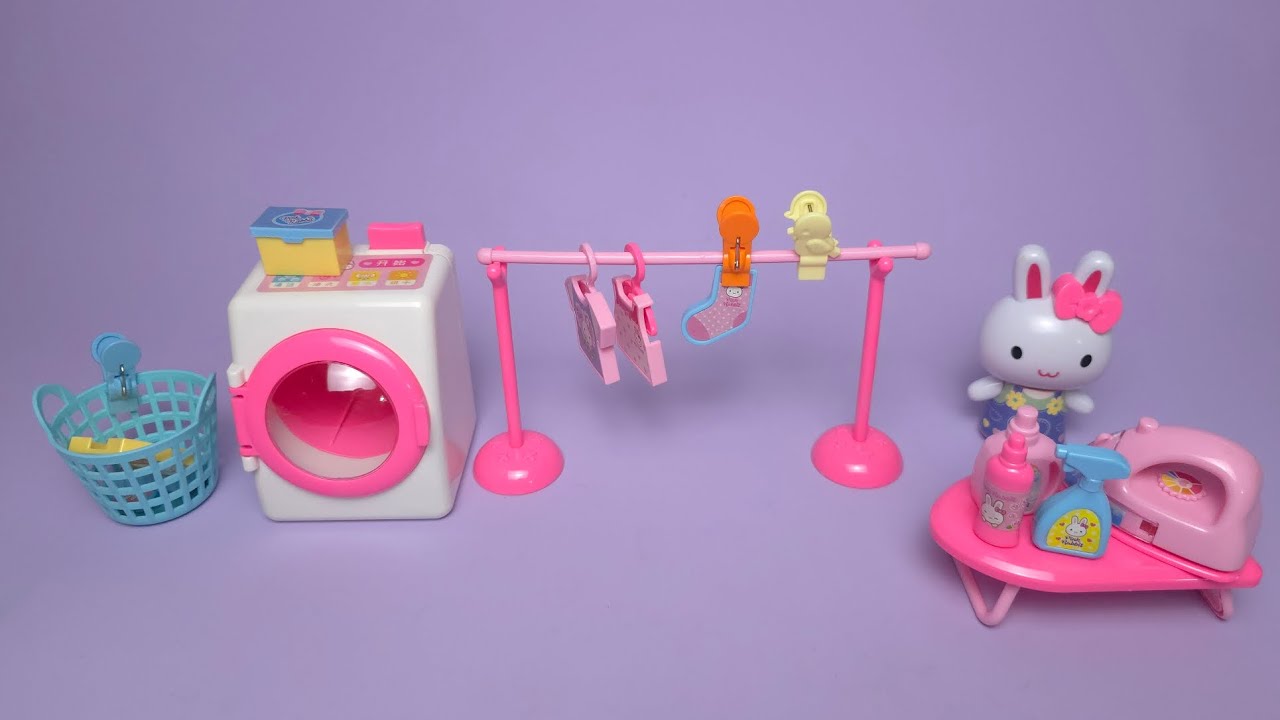 5 Minutes Satisfying With Unboxing Pink​ Rabbit Laundry Set ASMR (No Music) 