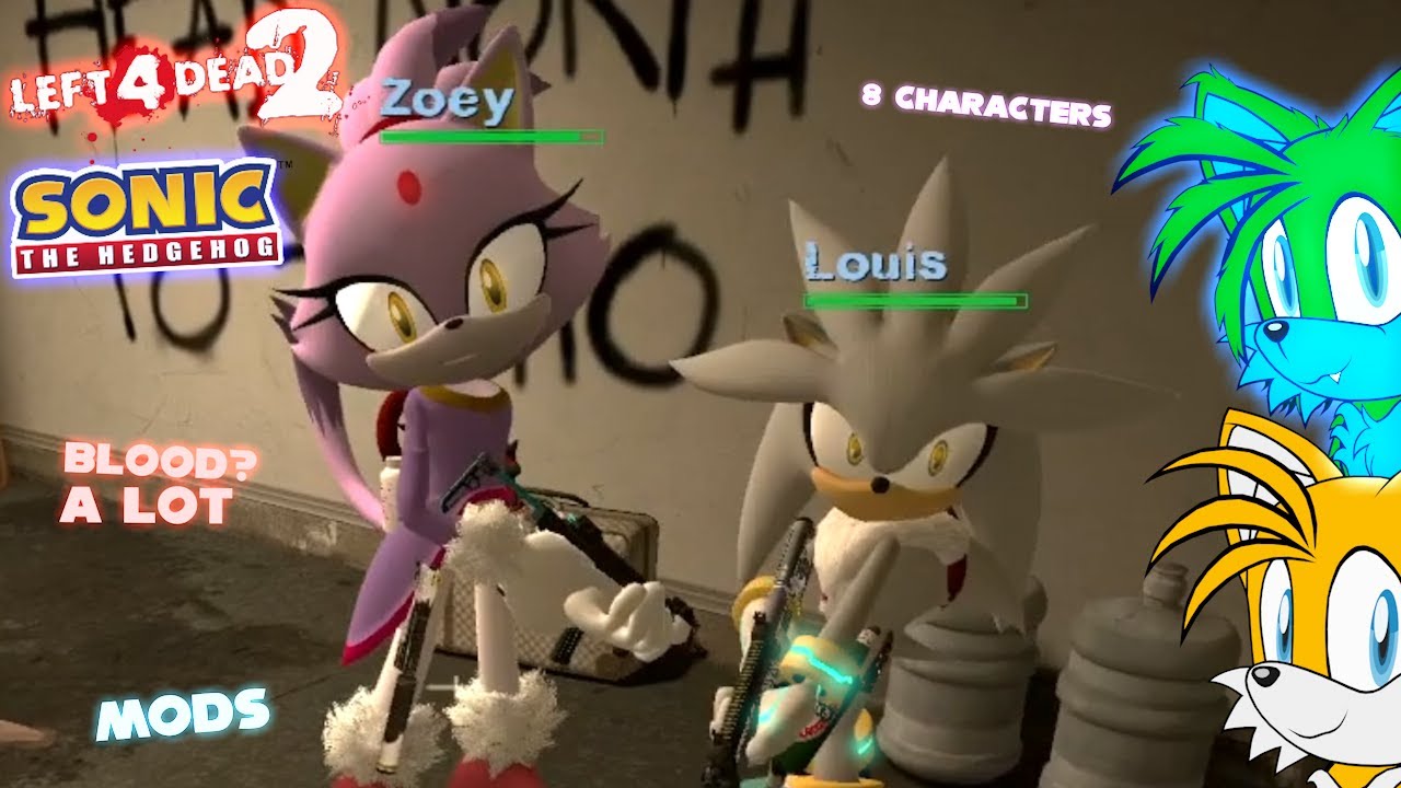 Left 4 Dead 2 with Sonic mods | 8 Characters | Blood Harvest | Hard mode