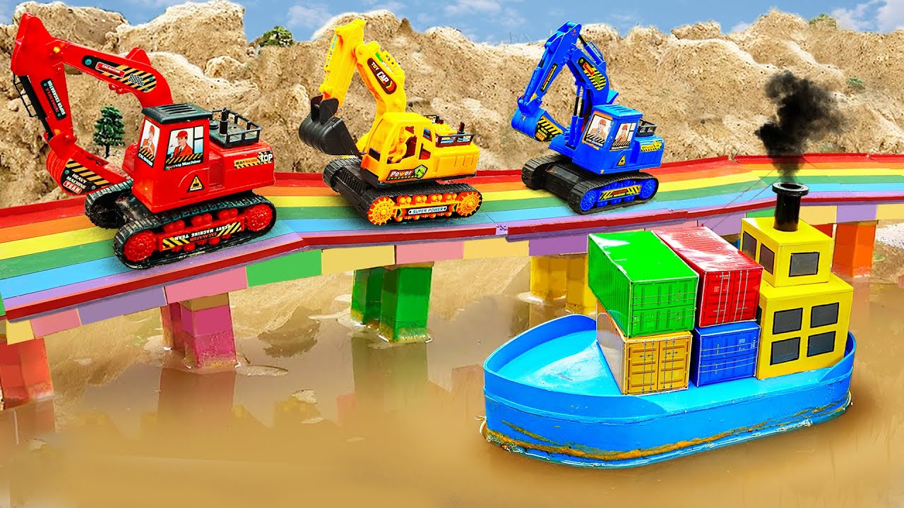 Cần cẩu, xe cứu hộ, xe &ocirc; t&ocirc; c&ocirc;ng tr&igrave;nh, c&ugrave;ng nhau sửa chữa chiếc cầu bị hỏng - B&eacute; C&aacute; Đồ Chơi #cars