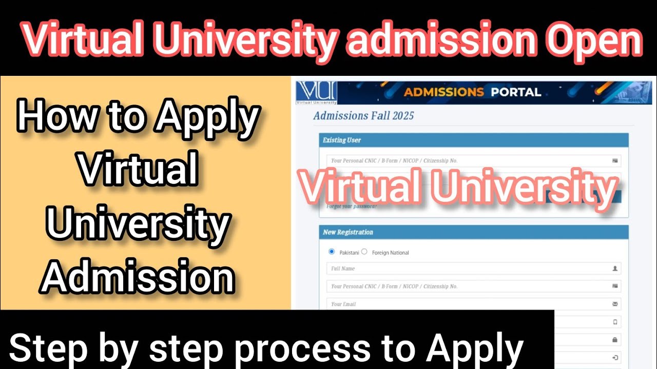How to Apply Virtual University Admission 2025 | Apply online for Virtual University Admission 