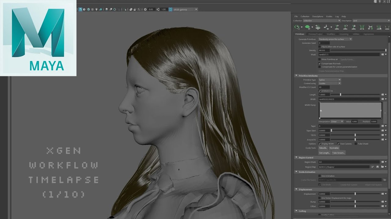 #054 Maya XGen: Long hair time-lapse