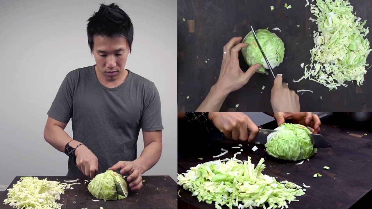 Japanese Kiritsuke Knife Cutting Vegetables