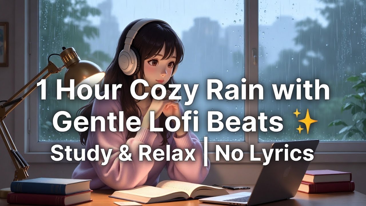 1 Hour Cozy Rain with Gentle Lofi Beats 🌧️🎧 | Study, Relax & Sleep No Lyrics