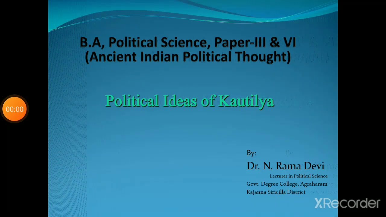 Political ideas of Kautilya(Arthashastra) Part l (Telugu)