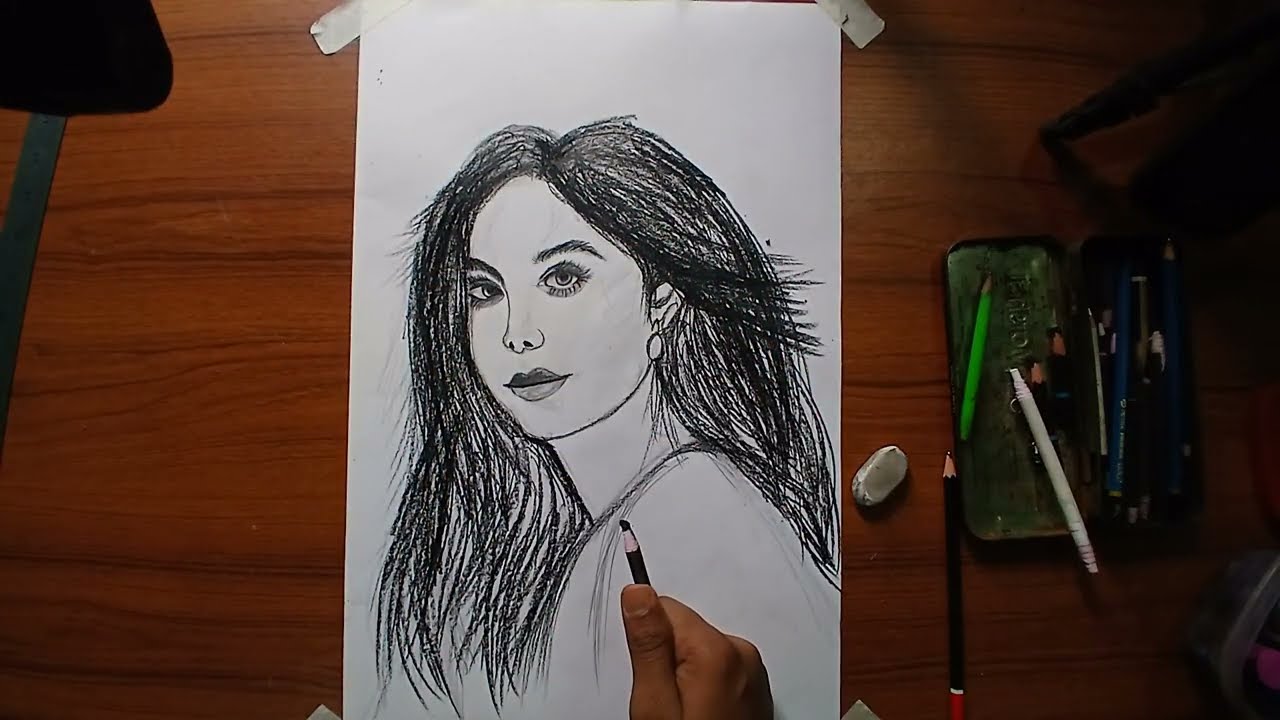 Charcoal Pencil Portrait Drawing Using Loomis Method | Face Construction