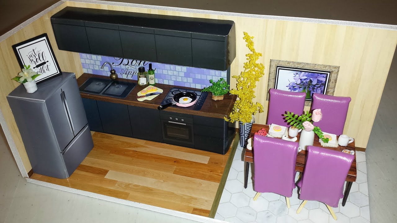 DIY Miniature Modern Dollhouse Kitchen