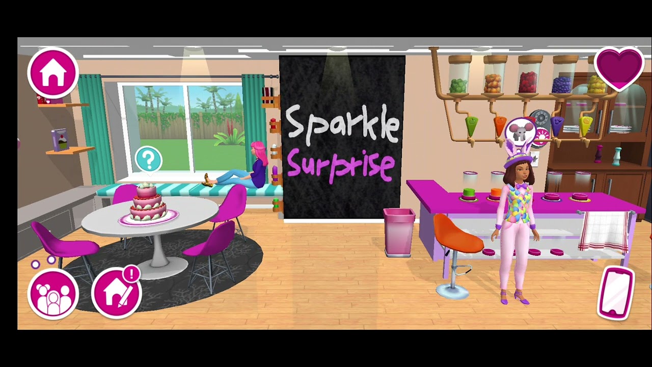Barbie Dream House Adventures: Teresa write the Sparkle Surprise on a chalkboard