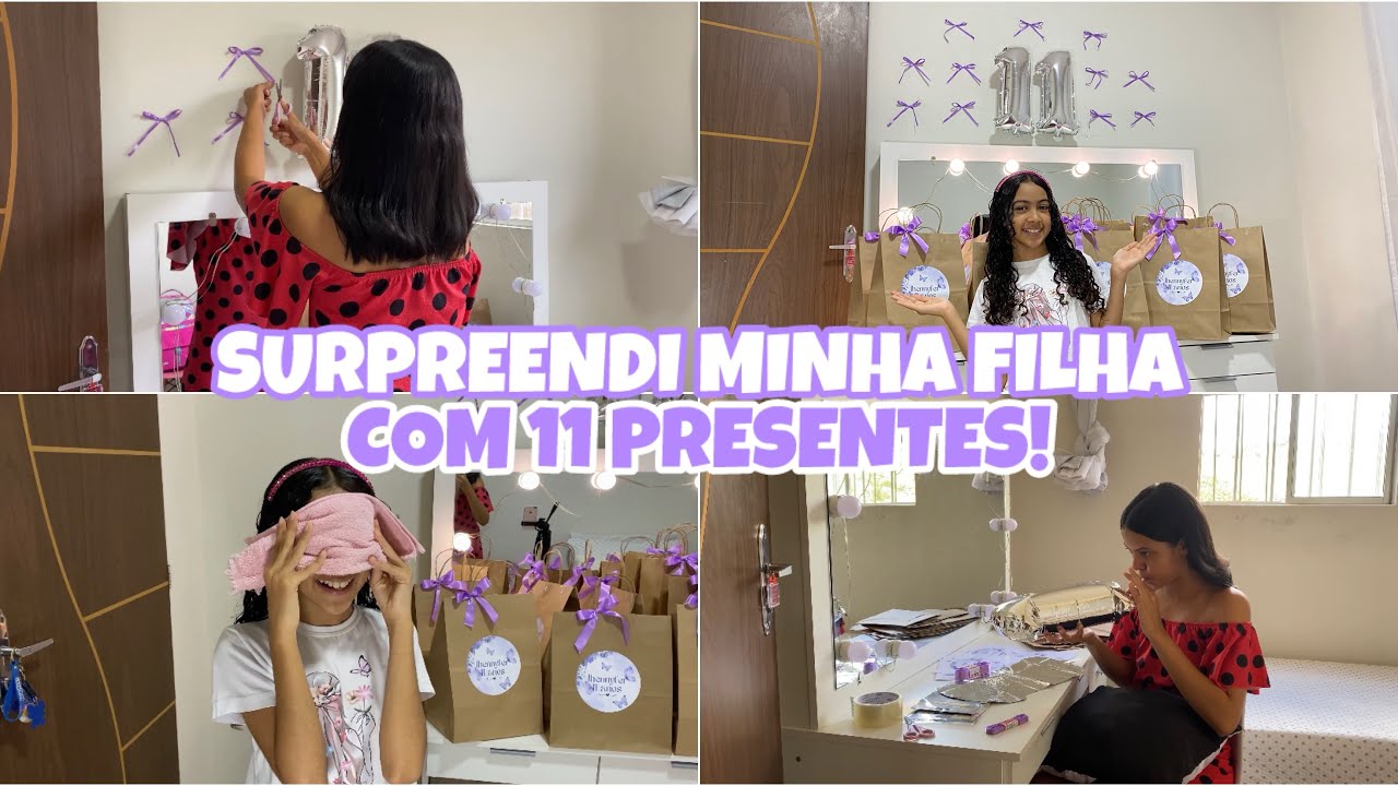 SURPRESA DE ANIVERSÁRIO PARA MINHA FILHA! *11 presentes* 😱💜