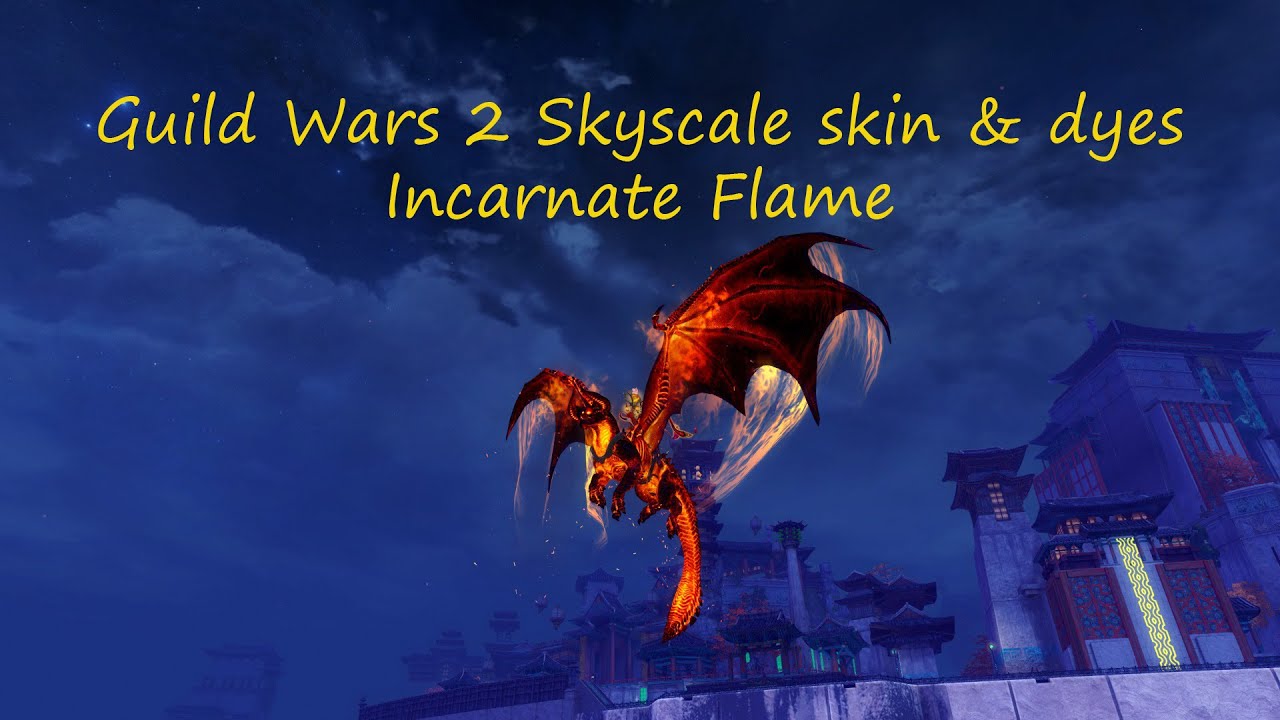 Guild Wars 2 Skyscale skin & dyes Incarnate Flame