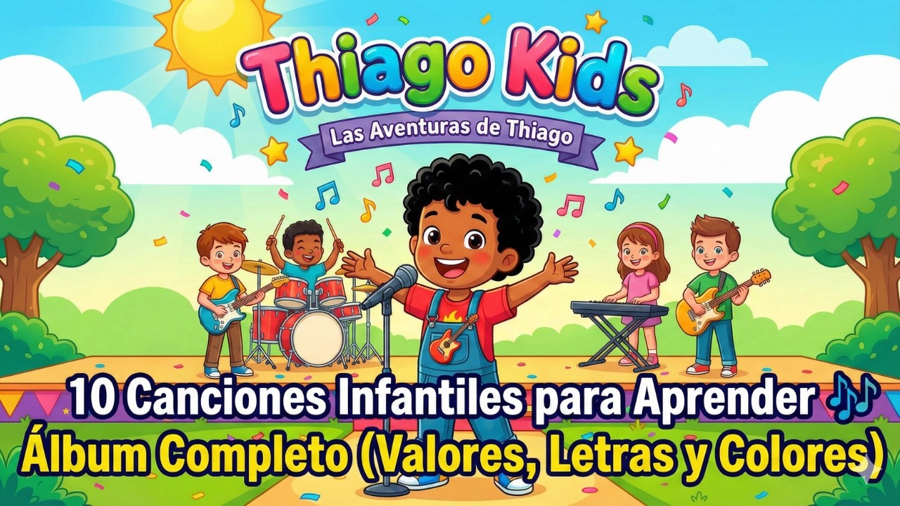 Thiago Kids: 10 Canciones Infantiles para Aprender 🎶 Álbum Completo (Valores, Letras y Colores)