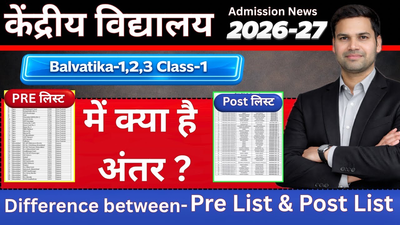 KVS Lottery Result/List Kaise Dekhe/Kab Ayegi/Balvatika/Class-1 Offline Registration Form 2026-27