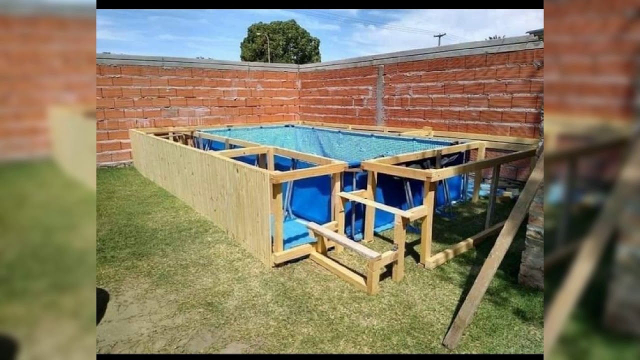 passo a passo piscina de vinil  com deck de madeiras simples e barato