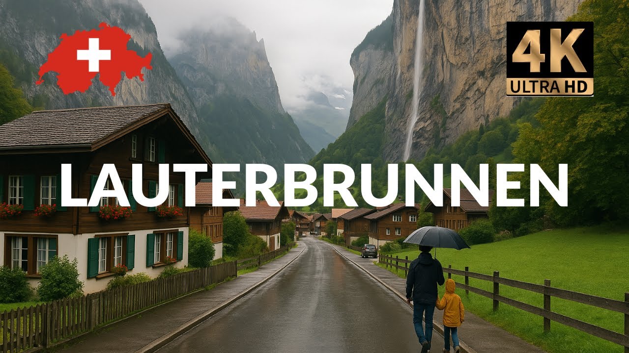 Rainy Evening in Lauterbrunnen 🇨🇭 | 4K Walk in the Swiss Alp