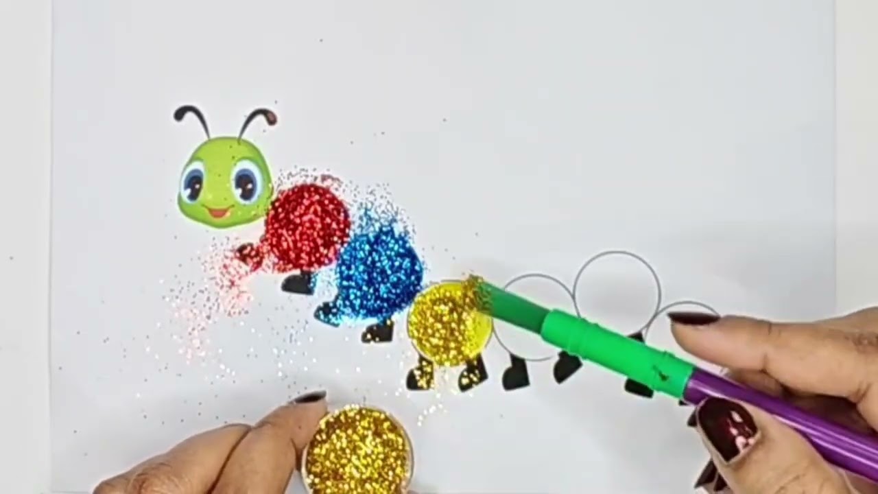 Colorful Glitter Caterpillar 🐛 | Learn Colors for Kids | Viral Fun! 