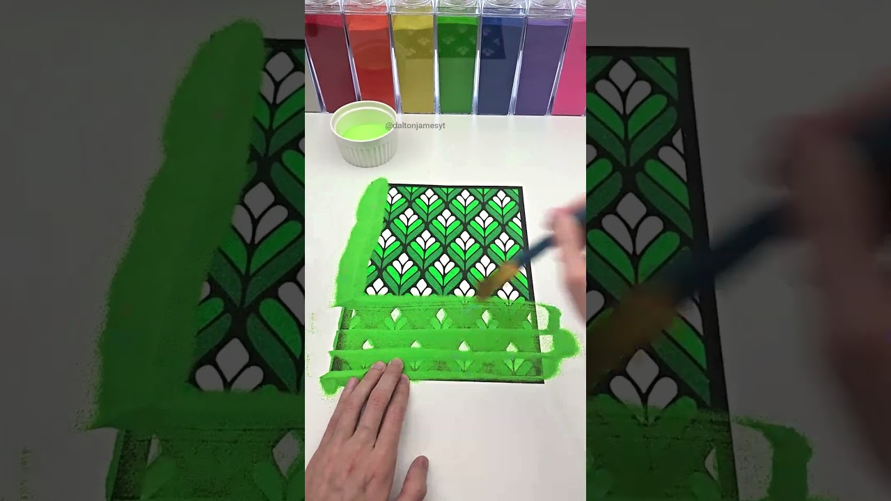 Oddly Satisfying Sand Art ASMR &bull; Geometric Green Leaves 💚