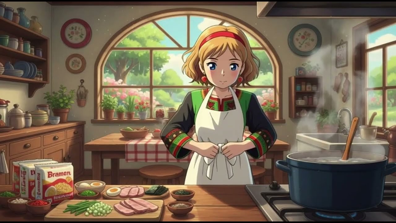 Cozy Rain & Cooking | Ghibli Kitchen ASMRnew final | Ghibli Vault