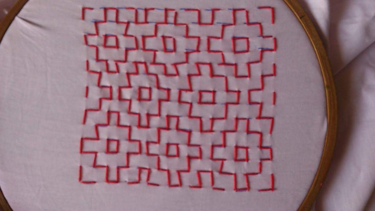 Hand embroidery.  Kasuti stitch pattern for cushion covers.