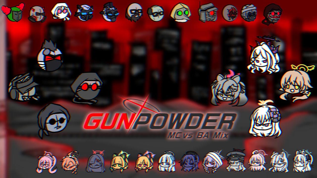 GUNPOWDER V5 by MC characters VS BA characters【FNF/ Blue Archive /Madness Combat】