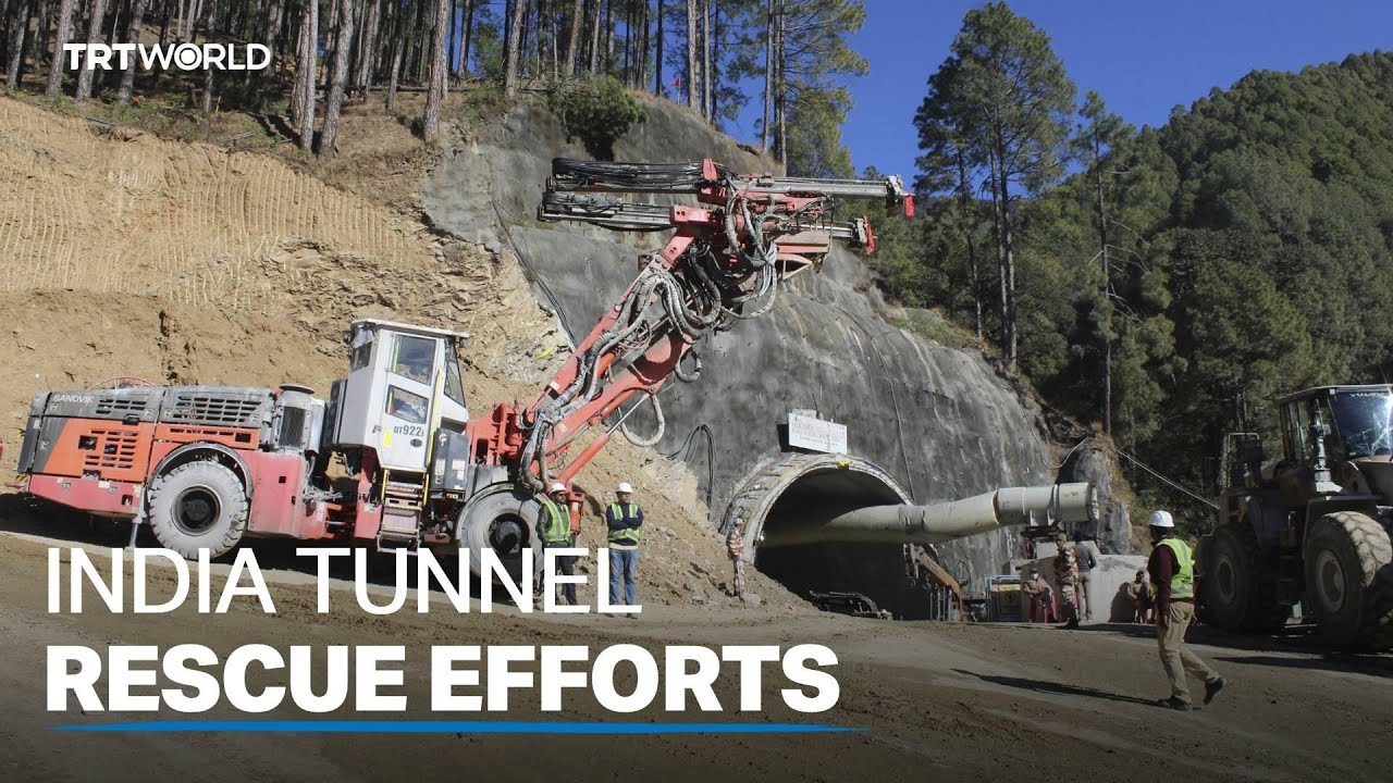 Rescue efforts continue to free the 41 workers trapped in tunnel