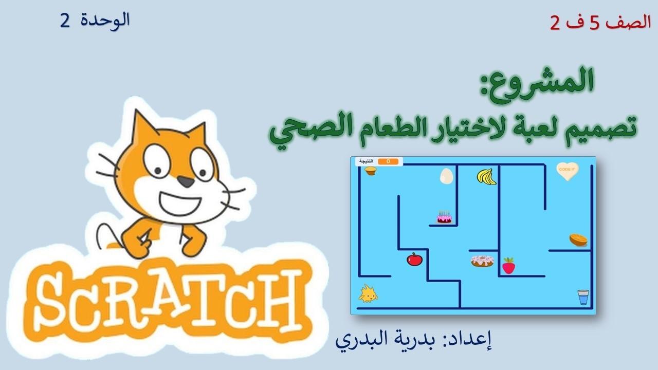 الصف 5، الفصل2، الوحدة2: المشروع: تصميم لعبة للتمييز بين الغذاء الصحي والغذاء الغير صحي