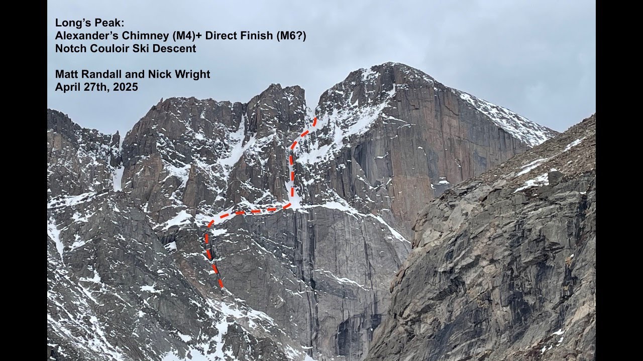 Alexander's Chimney (Direct Finish, M5?) to Notch Couloir Ski Descent
