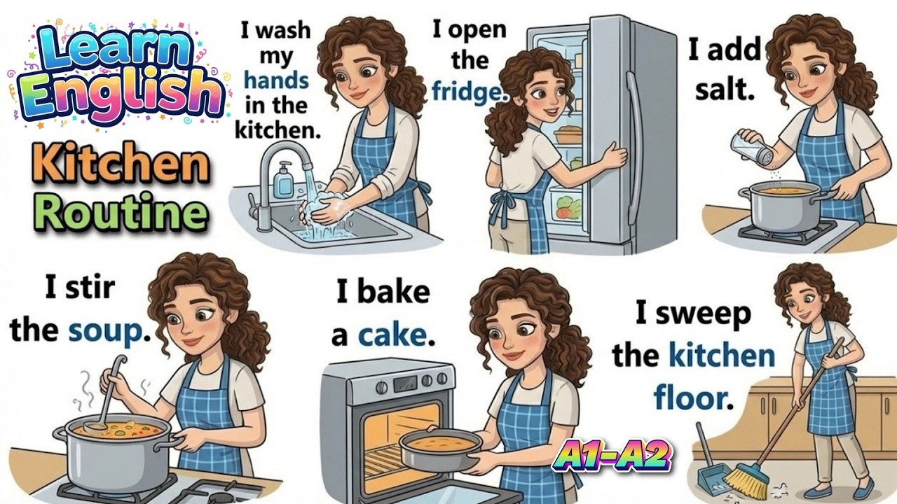 Speak English Every Day 🗣️ |  Kitchen Routine ❤️ Beginner English